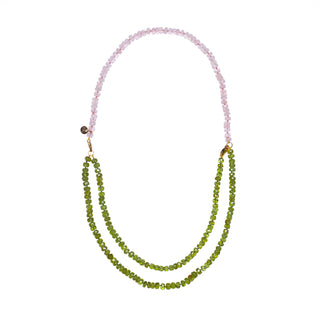 Boké Orange Quartz and Peridot Doubles Necklace