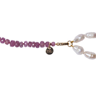 Chioma Pink Sapphire and Pearl Double Necklace