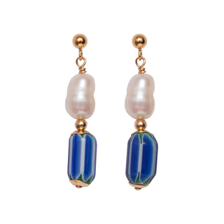 Nour Chevron Single Drop Earrings | Navy Blue
