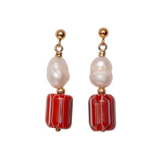 Nour Chevron Single Drop Earrings | Red