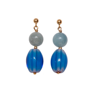 Morganite & Blue Chevron | Earrings