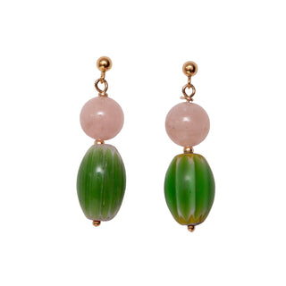 Morganite & Green Chevron | Earrings