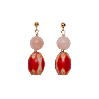 Morganite & Red Chevron | Earrings