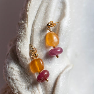Farah Earrings | Pink & Yellow Sapphire