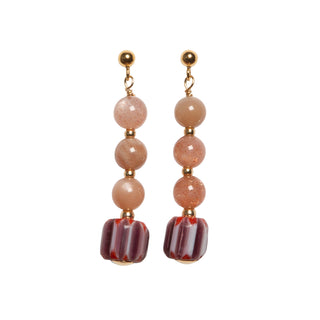 Moonstone and Glass Beads | The Long Drops Earrings