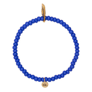 Dara Navy Blue Glass Bead Bracelet with Gold Pendant