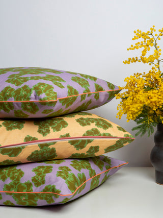 Dar Leone Ronko Hibiscus Cushions in Lemon and Lilac 