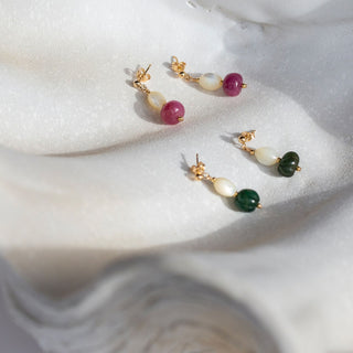 Soraya Earrings | Mother of Pearl & Jade