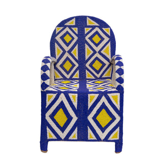 Cobalt Blue and Sunshine Yellow Yoruba Throne Chair