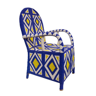 Cobalt Blue and Sunshine Yellow Yoruba Throne Chair