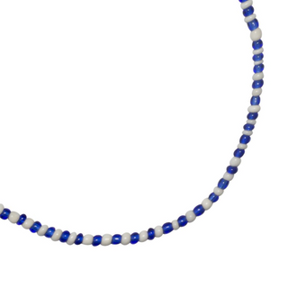 Deya Navy Blue & White Beaded Necklace