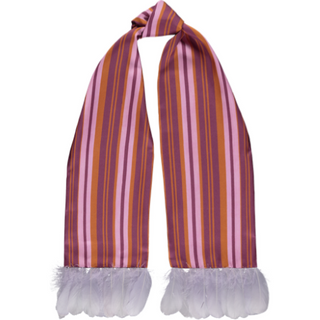 Naima Burnt Cherry Silk Twill Scarf | Goose Nagoire Trim