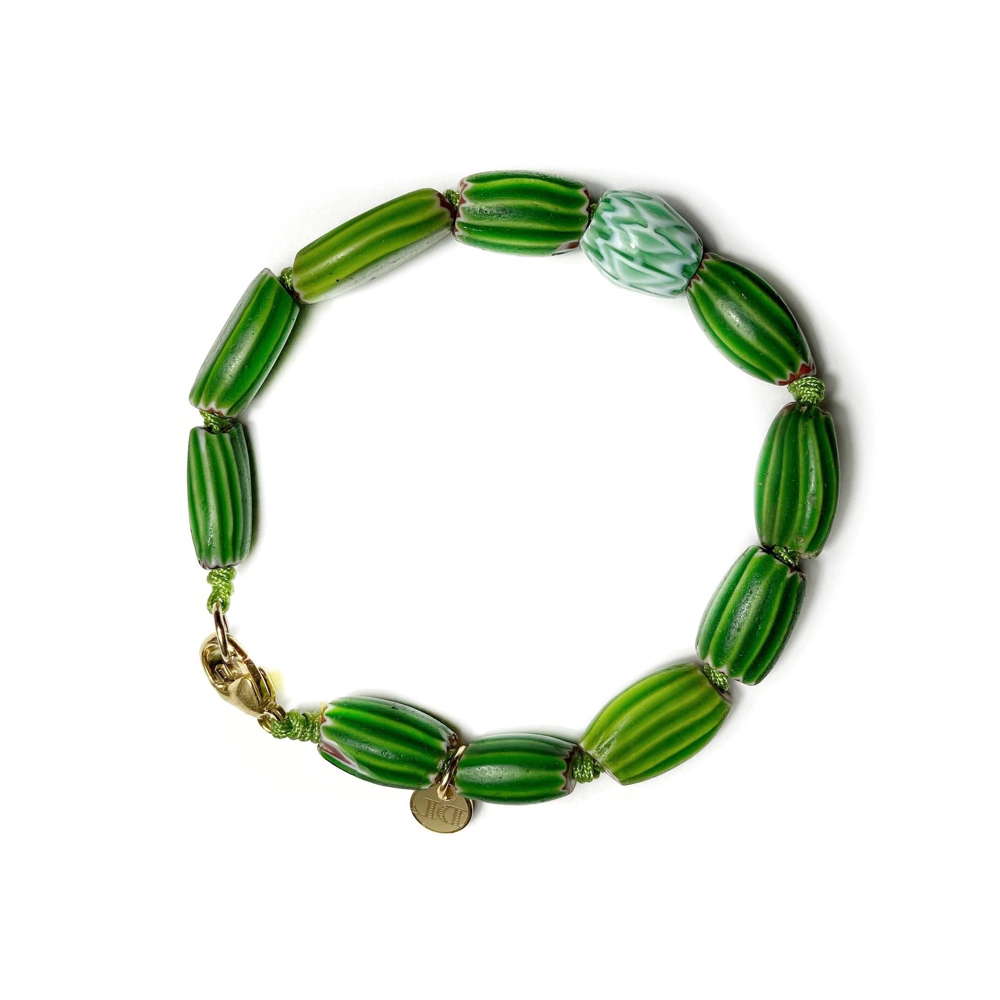 Amine Watermelon and Mint Green Chevron Bead Bracelet